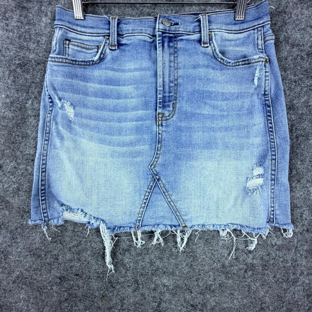 Arizona Jean Co. Jean Skirt Womens 9 Blue Denim Grunge 90s Distressed Frayed Hem